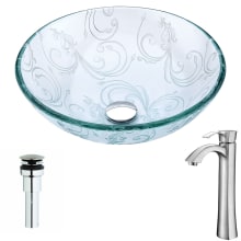 Vieno Brass and Glass Deck Mounted or Vessel Bathroom Sink with Harmony Series 1.5 GPM Faucet - Includes Drain Assembly