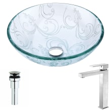 Vieno Brass and Glass Deck Mounted or Vessel Bathroom Sink with Enti Series 1.5 GPM Faucet - Includes Drain Assembly
