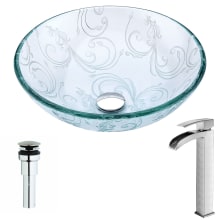 Vieno Brass and Glass Deck Mounted or Vessel Bathroom Sink with Key Series 1.5 GPM Faucet - Includes Drain Assembly