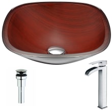 Cansa Brass and Glass Deck Mounted or Vessel Bathroom Sink with Key Series 1.5 GPM Faucet - Includes Drain Assembly