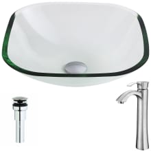 Cadenza Brass and Glass Deck Mounted or Vessel Bathroom Sink with Harmony Series 1.5 GPM Faucet - Includes Drain Assembly