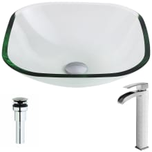 Cadenza Brass and Glass Deck Mounted or Vessel Bathroom Sink with Key Series 1.5 GPM Faucet - Includes Drain Assembly