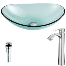 Major Brass and Glass Deck Mounted or Vessel Bathroom Sink with Harmony Series 1.5 GPM Faucet - Includes Drain Assembly