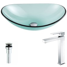 Major Brass and Glass Deck Mounted or Vessel Bathroom Sink with Enti Series 1.5 GPM Faucet - Includes Drain Assembly