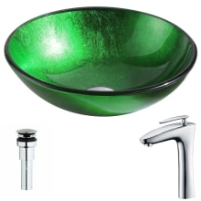 Melody Brass and Glass Deck Mounted or Vessel Bathroom Sink with Crown Series 1.5 GPM Faucet - Includes Drain Assembly