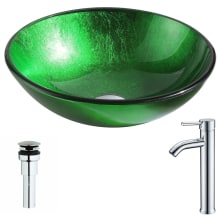 Melody Brass and Glass Deck Mounted or Vessel Bathroom Sink with Fann Series 0.95 GPM Faucet - Includes Drain Assembly