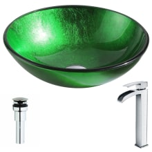 Melody Brass and Glass Deck Mounted or Vessel Bathroom Sink with Key Series 1.5 GPM Faucet - Includes Drain Assembly