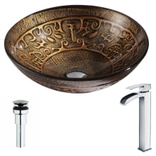 Alto Brass and Glass Deck Mounted or Vessel Bathroom Sink with Key Series 1.5 GPM Faucet - Includes Drain Assembly