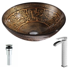 Alto Brass and Glass Deck Mounted or Vessel Bathroom Sink with Key Series 1.5 GPM Faucet - Includes Drain Assembly
