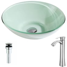 Sonata Brass and Glass Deck Mounted or Vessel Bathroom Sink with Harmony Series 1.5 GPM Faucet - Includes Drain Assembly