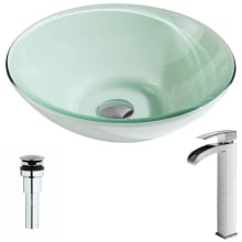 Sonata Brass and Glass Deck Mounted or Vessel Bathroom Sink with Key Series 1.5 GPM Faucet - Includes Drain Assembly