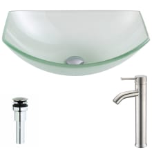 Pendant Brass and Glass Deck Mounted or Vessel Bathroom Sink with Fann Series 0.95 GPM Faucet - Includes Drain Assembly