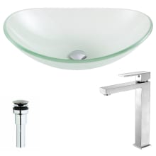 Forza Brass and Glass 17-1/2" Vessel Bathroom Sink with Enti Series 1.5 GPM Faucet - Includes Drain Assembly