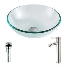 Etude Brass and Glass 16-1/2" Vessel Bathroom Sink with Fann Series 0.95 GPM Faucet - Includes Drain Assembly