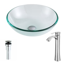 Etude Brass and Glass 16-1/2" Vessel Bathroom Sink with Harmony Series 1.5 GPM Faucet - Includes Drain Assembly