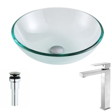 Etude Brass and Glass 16-1/2" Vessel Bathroom Sink with Enti Series 1.5 GPM Faucet - Includes Drain Assembly