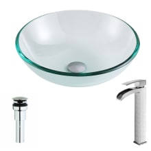 Etude Brass and Glass 16-1/2" Vessel Bathroom Sink with Key Series 1.5 GPM Faucet - Includes Drain Assembly