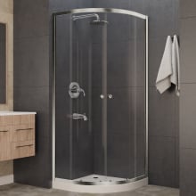 Mare 76" High x 35-1/4" Wide Sliding Framed Shower Door with Clear Glass