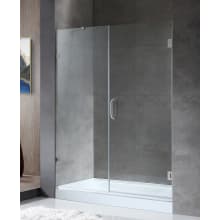 Makata 72" High x 58-1/2" Wide Hinged Frameless Shower Door with Clear Glass