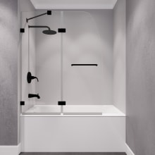 Pacific 58" High x 48" Wide Hinged Frameless Tub Door with Clear Glass