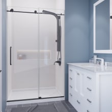 Leon 76" High x 48" Wide Sliding Frameless Shower Door with Clear Glass