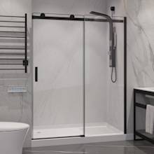 Rhodes 76" High x 60" Wide Sliding Frameless Shower Door with Clear Glass