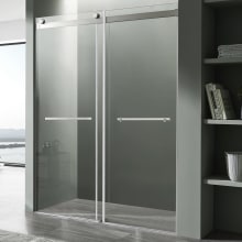 Kahn 76" High x 60" Wide Sliding Frameless Shower Door with Clear Glass