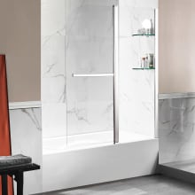 Anzzi 60" Alcove Acrylic Soaking Tub with Right Drain, Drain Assembly, Frameless Tub Door, and Overflow