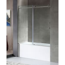 Anzzi 60" Alcove Acrylic Soaking Tub with Left Drain, Drain Assembly, Frameless Sliding Tub Door, and Overflow