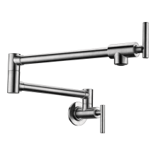 Braccia 4 GPM Wall Mounted Double Handle Pot Filler with Double-Jointed Swinging Spout
