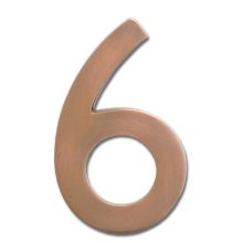 4 Inch Tall Solid Brass House Number '6'