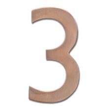 5 Inch Tall Solid Brass House Number '3'