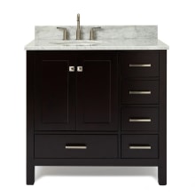 Cambridge 37" Free Standing Single Basin Vanity Set with Cabinet, Marble Vanity Top, and Oval Bathroom Sink