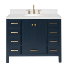 Cambridge 42" Free Standing Single Basin Vanity Set with Cabinet, Quartz Vanity Top, and Oval Bathroom Sink