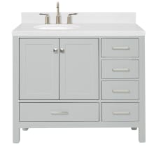 Cambridge 42" Free Standing Single Basin Vanity Set with Cabinet, Quartz Vanity Top, and Left Offset Oval Bathroom Sink