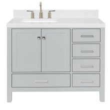 Cambridge 42" Free Standing Single Basin Vanity Set with Cabinet, Quartz Vanity Top, and Left Offset Rectangular Bathroom Sink
