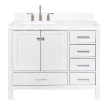 Cambridge 42" Free Standing Single Basin Vanity Set with Cabinet, Quartz Vanity Top, and Left Offset Rectangular Bathroom Sink