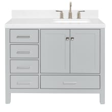 Cambridge 42" Free Standing Single Basin Vanity Set with Cabinet, Quartz Vanity Top, and Right Offset Rectangular Bathroom Sink