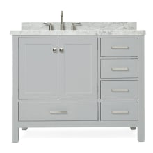 Cambridge 43" Free Standing Single Basin Vanity Set with Wood Cabinet, Marble Vanity Top, and Left Offset Oval Bathroom Sink