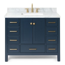 Cambridge 43" Free Standing Single Basin Vanity Set with Wood Cabinet, Marble Vanity Top, and Rectangular Bathroom Sink