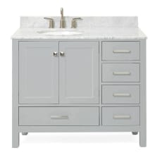 Cambridge 43" Free Standing Single Basin Vanity Set with Cabinet, Marble Vanity Top, and Left Offset Oval Bathroom Sink