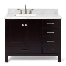 Cambridge 43" Free Standing Single Basin Vanity Set with Cabinet, Marble Vanity Top, and Left Offset Rectangular Bathroom Sink