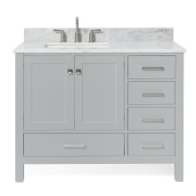 Cambridge 43" Free Standing Single Basin Vanity Set with Cabinet, Marble Vanity Top, and Left Offset Rectangular Bathroom Sink
