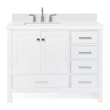 Cambridge 43" Free Standing Single Basin Vanity Set with Cabinet, Quartz Vanity Top, and Left Offset Rectangular Sink