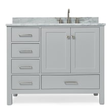 Cambridge 43" Free Standing Single Basin Vanity Set with Cabinet, Marble Vanity Top, and Right Offset Rectangular Bathroom Sink