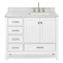 Cambridge 43" Free Standing Single Basin Vanity Set with Cabinet, Marble Vanity Top, and Right Offset Rectangular Bathroom Sink