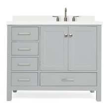 Cambridge 43" Free Standing Single Basin Vanity Set with Cabinet, Quartz Vanity Top, and Rectangular Sink