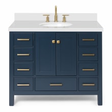 Cambridge 43" Free Standing Single Basin Vanity Set with Cabinet, Quartz Vanity Top, and Oval Bathroom Sink