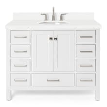 Cambridge 43" Free Standing Single Basin Vanity Set with Cabinet, Quartz Vanity Top, and Oval Bathroom Sink