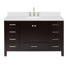 Cambridge 54" Free Standing Single Basin Vanity Set with Cabinet, Quartz Vanity Top, and Oval Bathroom Sink